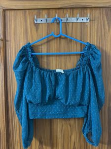 Teal Puff Sleeve Top