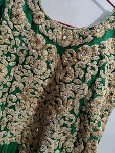 🌸Green Embroidery Gown With Churidaar And Duapatt
