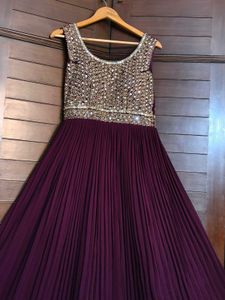 Festive Crepe Embroidered Women Ethnic Gown Set