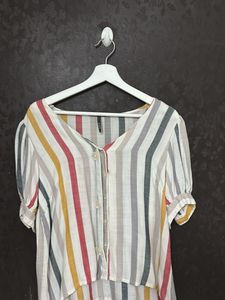 Striped Button-Down Top