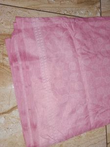 Pink Saree With Blouse Piece