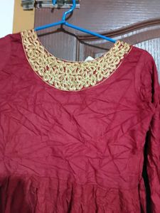 Maroon &amp; Gold Embellished Outfit