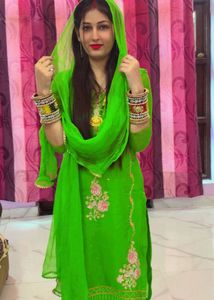 Green Embroidered Kurta Set