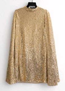 Gold Sequin Long Sleeve Dress