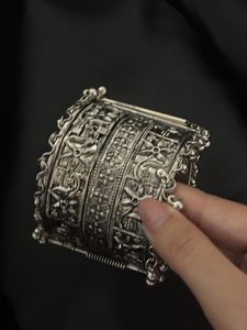 Bohemian Silver Adjustable Bracelet / Hand Cuff