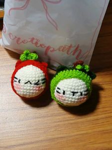 Fruity cats crochet keychain