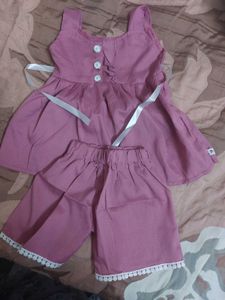 Pink Frock Set For Kid From 3 To 6 Month Old