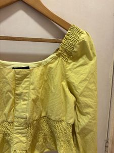 Yellow Smocked Long Sleeve Top