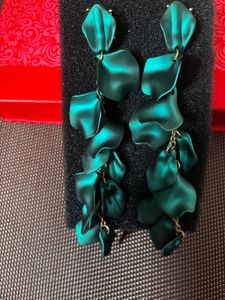 Green Floral Drop Earrings