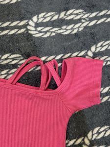 Pink Off-Shoulder Crop Top