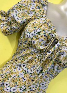 Floral Mini Dress - Puff Sleeve