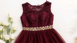 sale🥀❤️ Maroon Lace Fit &amp; Flare Dress