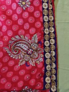 🌸 Pink Brasso Fabric with Polka Dot Design – Fest