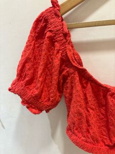 Beautiful Red Eyelet Crop Top