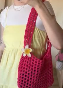 Pink Crochet Bag