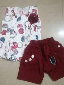 Baby Girl Maroon Top with shorts
