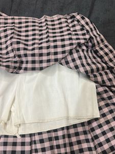 y2k pink&amp;black pleated skirt