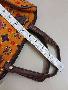 Mustard Kalamkari Printed Handbag