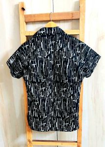 Black Printed Cotton Shirt Si,e-34-36