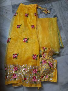 Yellow Embroidered Lehenga Choli Set