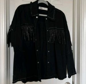 Zara Fringe Denim Jacket