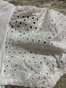 H&amp;M White Eyelet Sleeve Dress