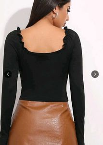 Black Ruched Long Sleeve Top