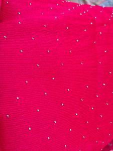Elegant pink Saree with Lace Detail