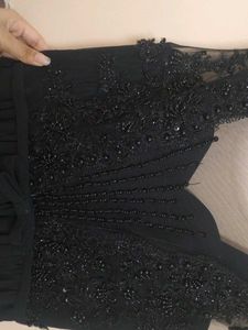 Black Lace Detail Party Dress