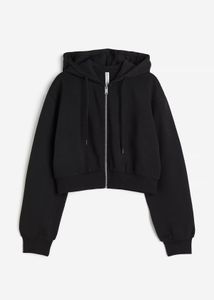 H&M Black Cropped Zip Hoodie