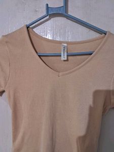 Beige Cropped T-Shirt