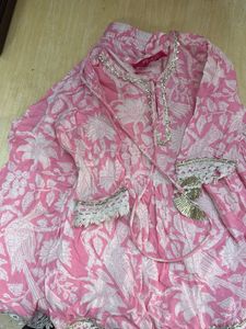 Pink Floral Print Kurta set