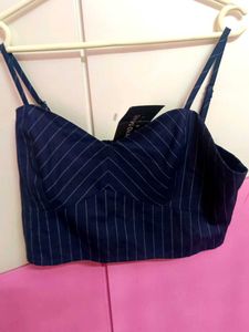 Striped Navy Crop Top