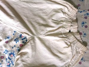 Elastic Waist Cream Pants