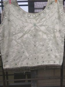 Embroidered White Lehenga Skirt