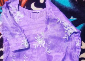 Lavender Orgenga Floral Kurti