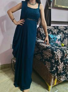 Elegant Blue ready to wear Saree