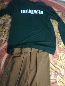 green coord set trouser and long sleeve top