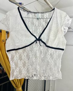 Lace Trim Crop Top