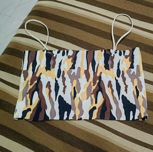 Trendy Camo Print Crop Top