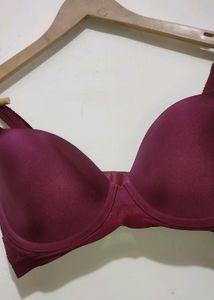 Wine Color Light Padded Bra Panty Set For 34 Bust
