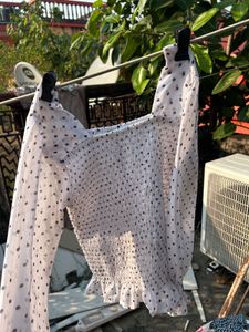 Polka Dot Puff Sleeve Top