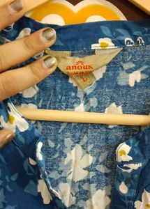 Sky Blue And White Kurti