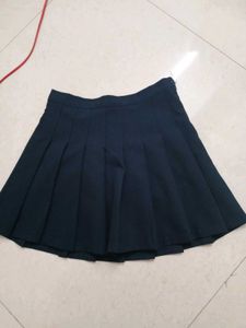 Navy Blue Flared Mini Skirt - Korean