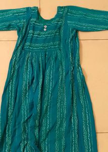 Green Patterned Maternity Knee Length Kurtha