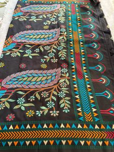 Brand New Black Saree with Attached blouse piece