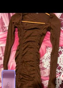 Brown Bodycon Mini Dress