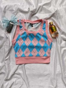 Shein Argyle Cropped Tank Top