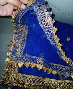 Clear Blue Shade Net Dupatta