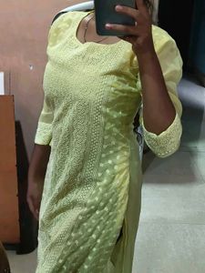 Yellow Chikankari Kurti